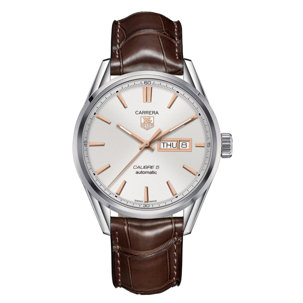 Tag Heuer Carrera Calibre 5 Brown Leather Strap Black Dial Automatic Watch