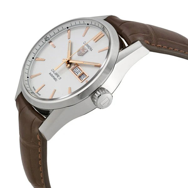 Tag Heuer Carrera Calibre 5 Brown Leather Strap Black Dial Automatic Watch